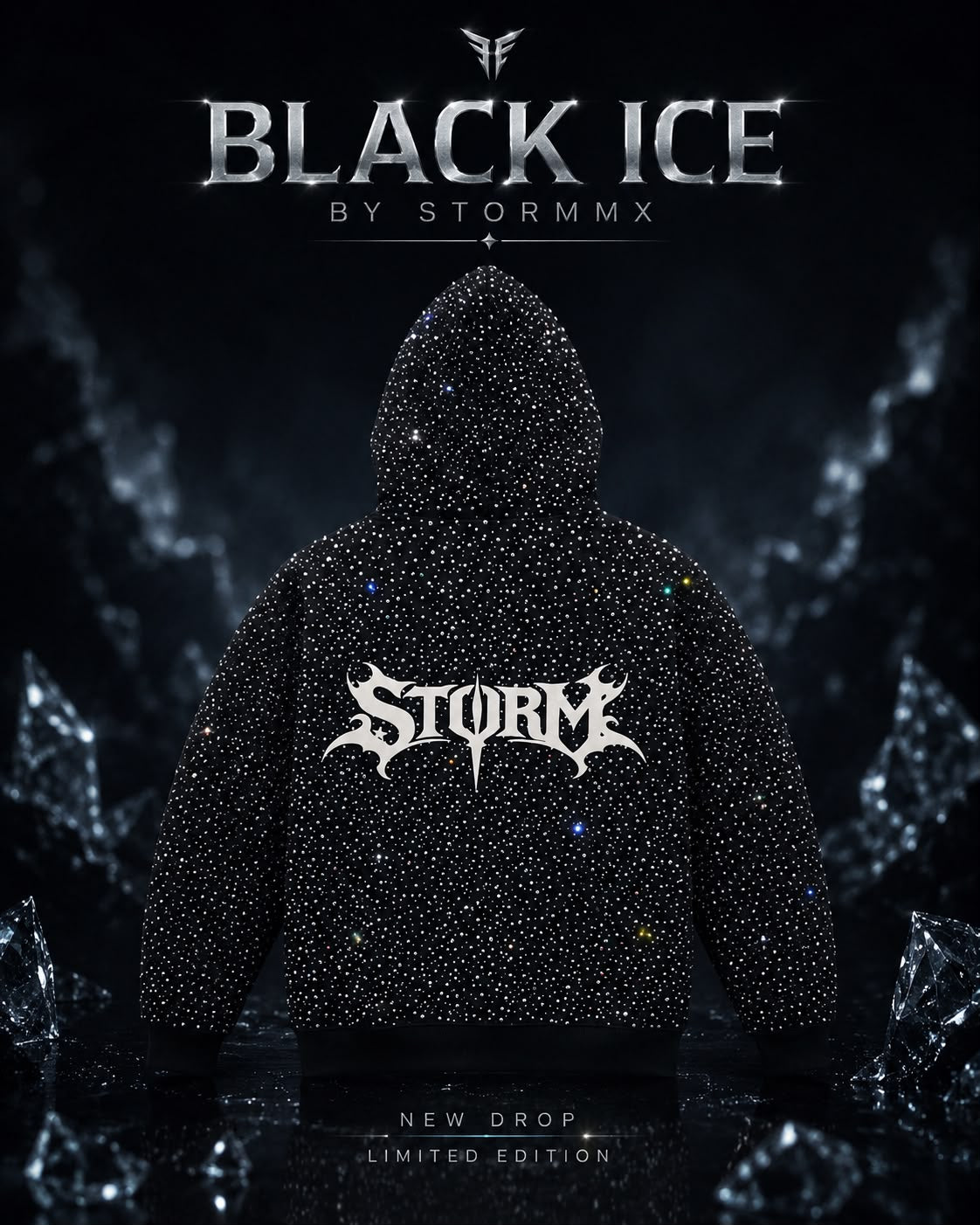 BLACK CRYSTAL DENIM JACKET