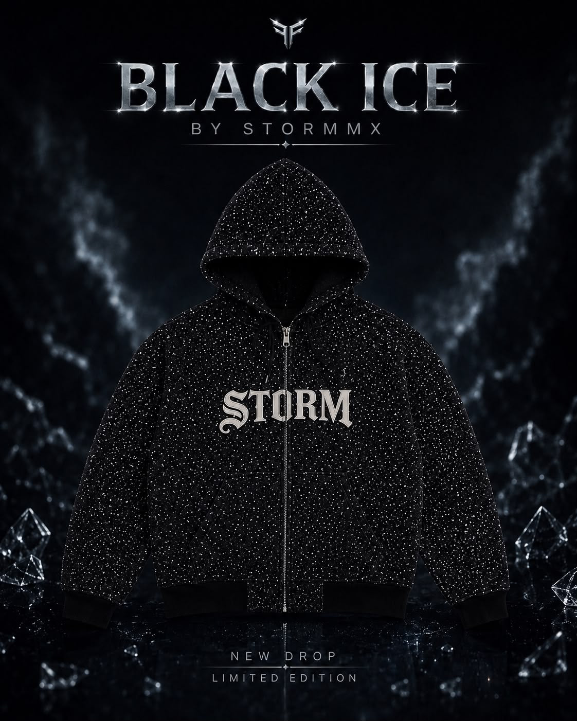 BLACK CRYSTAL DENIM JACKET