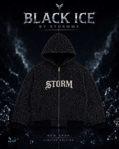 BLACK CRYSTAL DENIM JACKET